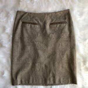 Atelier Luxe Stretchy Pencil Skirt Brown Snake Print Size 6